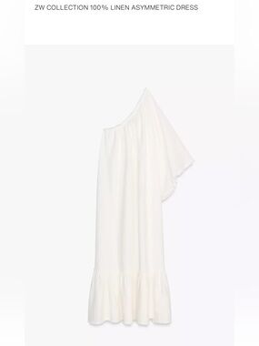 ZARA: ZW COLLECTION 100% LINEN ASYMMETRIC DRESS; SIZE XS; NWT